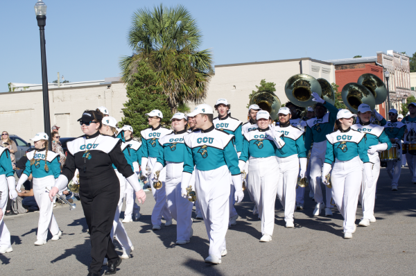 Conway's 2022 Homecoming parade featuring the Chanticleer Regiment // The Chanticleer stock photo